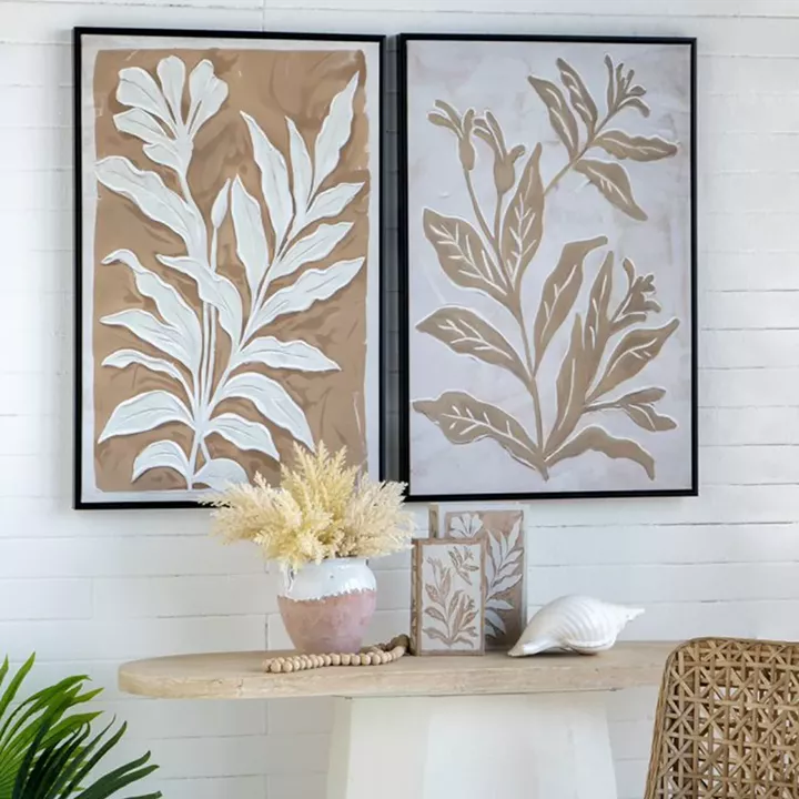 Artekko Canvasia Μπεζ Πίνακες σε Καμβά με Μαύρη Κορνίζα (60x3.6x90)cm 2pcs