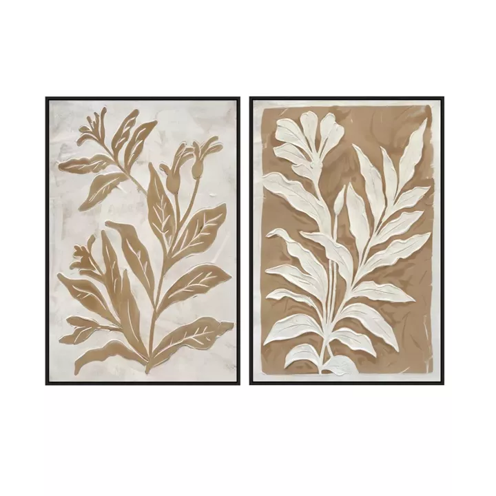 Artekko Canvasia Μπεζ Πίνακες σε Καμβά με Μαύρη Κορνίζα (60x3.6x90)cm 2pcs