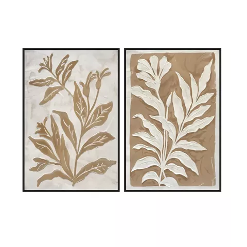 Artekko Canvasia Μπεζ Πίνακες σε Καμβά με Μαύρη Κορνίζα (60x3.6x90)cm 2pcs