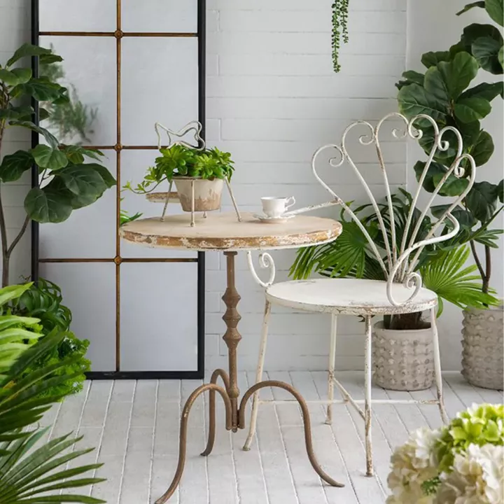 Artekko Vector Μεταλλική Καρέκλα σε Λευκή Πατίνα (62x56x97)cm