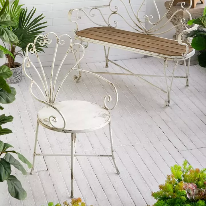 Artekko Vector Μεταλλική Καρέκλα σε Λευκή Πατίνα (62x56x97)cm