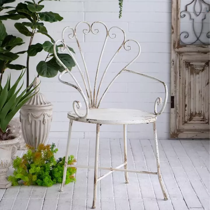 Artekko Vector Μεταλλική Καρέκλα σε Λευκή Πατίνα (62x56x97)cm