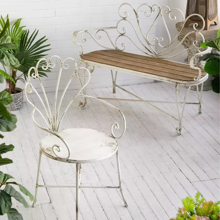 Artekko Vector Μεταλλικό Παγκάκι σε Λευκή Πατίνα (125x48x92)cm