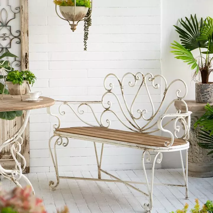 Artekko Vector Μεταλλικό Παγκάκι σε Λευκή Πατίνα (125x48x92)cm