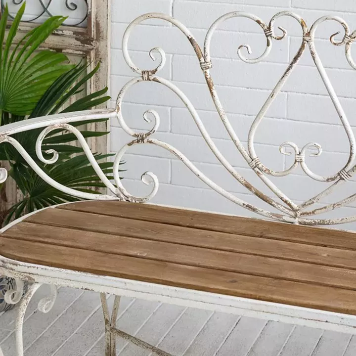 Artekko Vector Μεταλλικό Παγκάκι σε Λευκή Πατίνα (125x48x92)cm