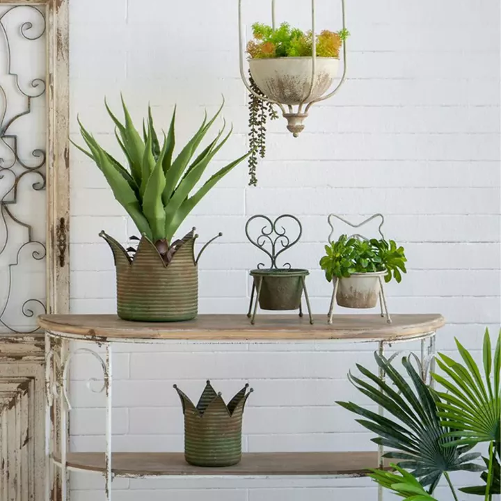 Artekko Vector Μεταλλικά Κασπώ σε Πράσινη Πατίνα (32x32x23.1)cm (22.6x22.6x20)cm 2pcs