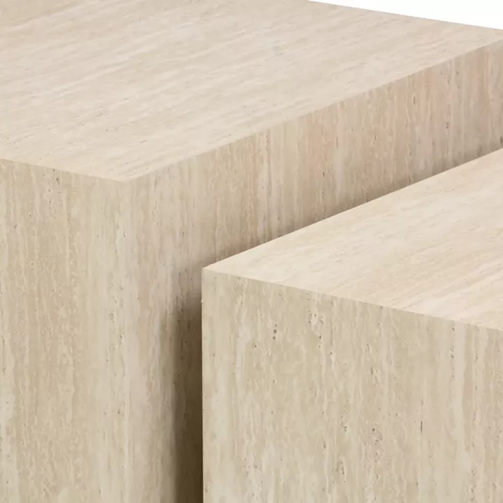 Βοηθητικά τραπέζια Coffina pakoworld σετ 2τεμ mdf σε όψη τραβερτίνας