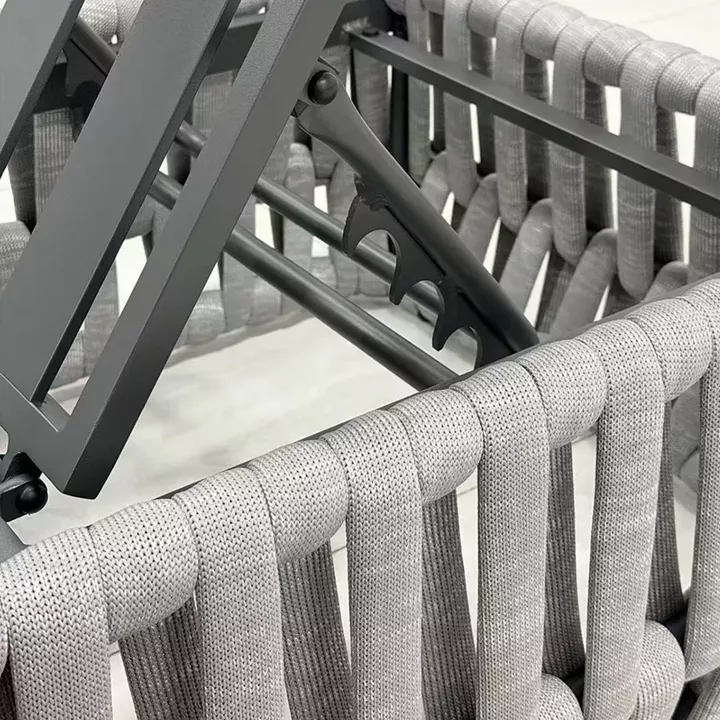 MAJORCA Ξαπλώστρα, Αλουμίνιο με Olefin Rope Γκρι, Μαξιλάρι Ανοιχτό Γκρι