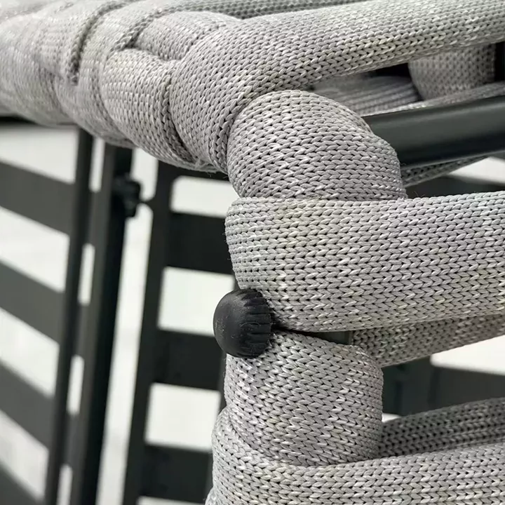 MAJORCA Ξαπλώστρα, Αλουμίνιο με Olefin Rope Γκρι, Μαξιλάρι Ανοιχτό Γκρι