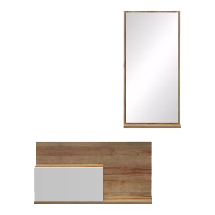 Miranda pakoworld entrance furniture with mirror in white-oak shade 60x30x89.5cm