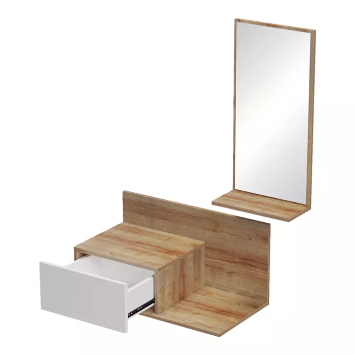 Miranda pakoworld entrance furniture with mirror in white-oak shade 60x30x89.5cm