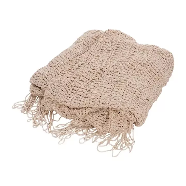 Shelto pakoworld macrame poly-cotton shade net in beige shade 400x400x27cm