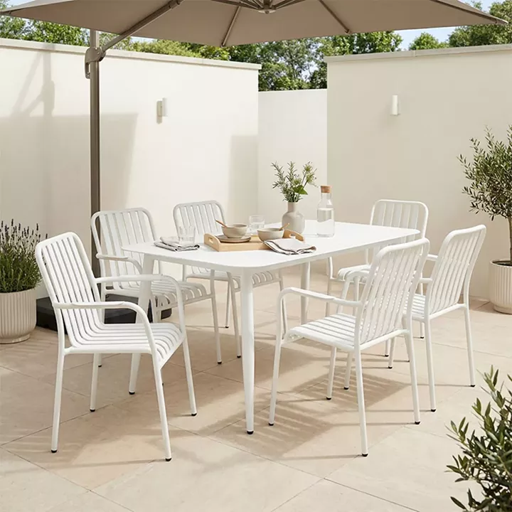 Dining set Heven Vista pakoworld set of 7 pices black aluminum 150x80x72cm