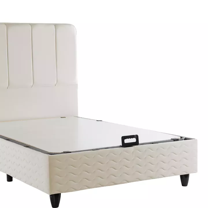 Single bed Lunda pakoworld with storage space cream velvet 90x200cm