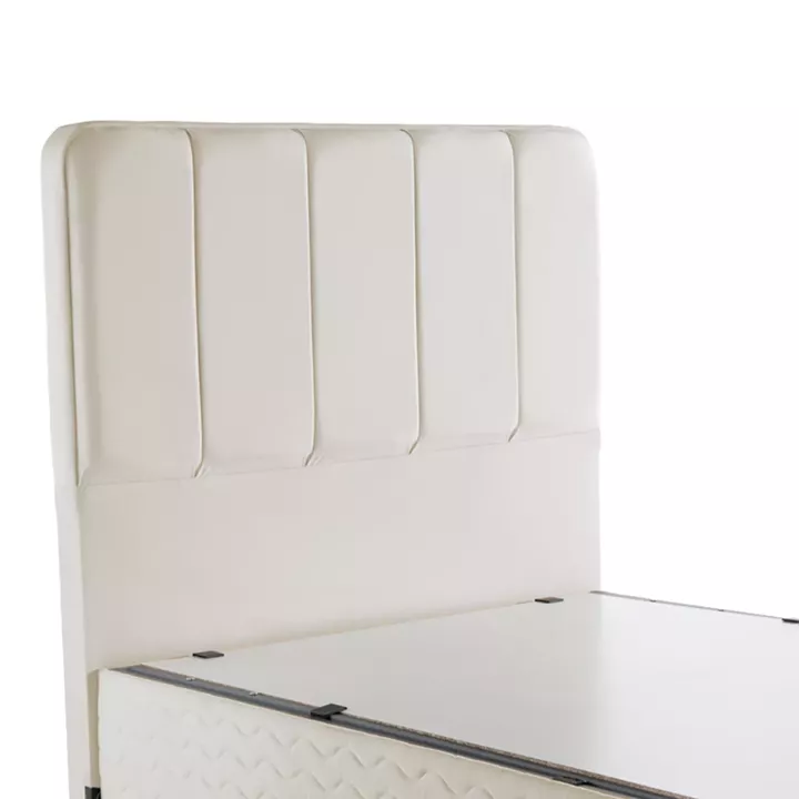 Single bed Lunda pakoworld with storage space cream velvet 90x200cm