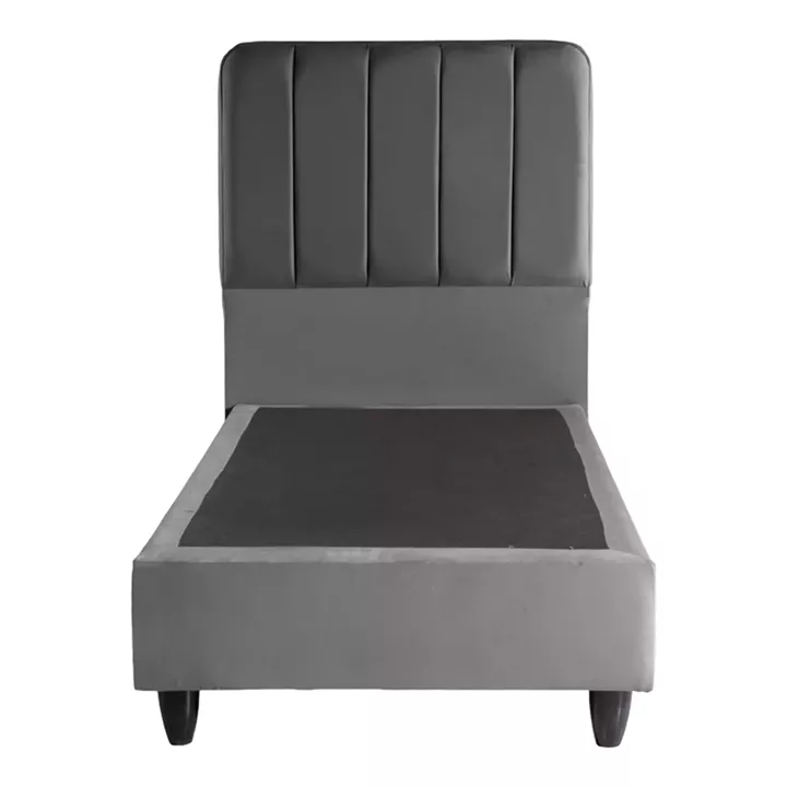 Single bed Lunda pakoworld anthracite velvet 90x200cm