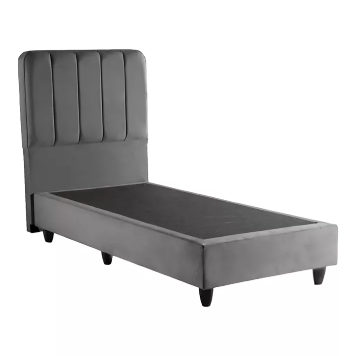 Single bed Lunda pakoworld anthracite velvet 90x200cm