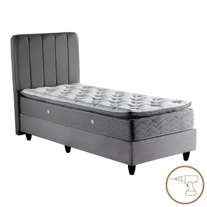 Single bed Lunda pakoworld anthracite velvet 90x200cm