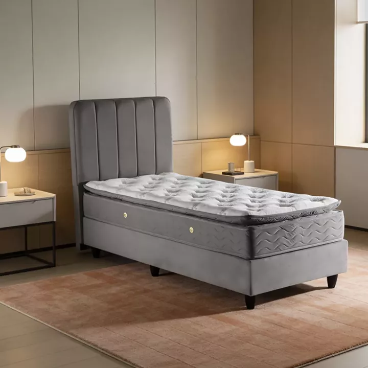 Single bed Lunda pakoworld anthracite velvet 90x200cm