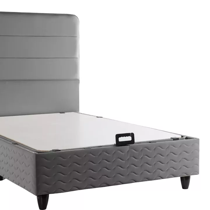 Semi-Double bed Linteda pakoworld with storage space anthracite velvet 120x200cm