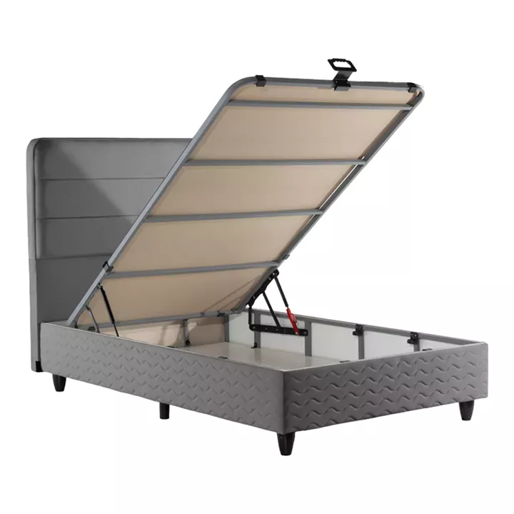 Semi-Double bed Linteda pakoworld with storage space anthracite velvet 120x200cm