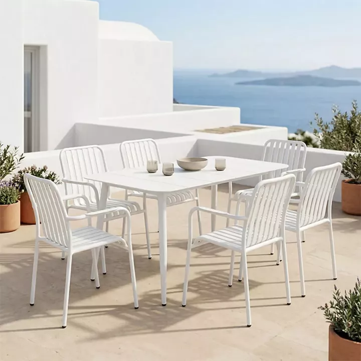 Dining set Heven Vista pakoworld set of 7 pices black aluminum 120x70x72cm