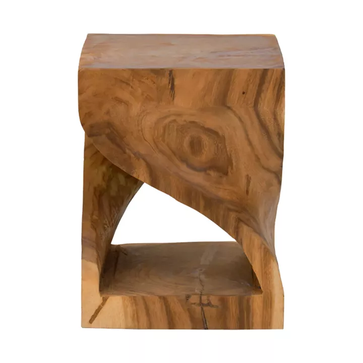 Stool Hourian I pakoworld suar wood in walnut color 35x35x45cm