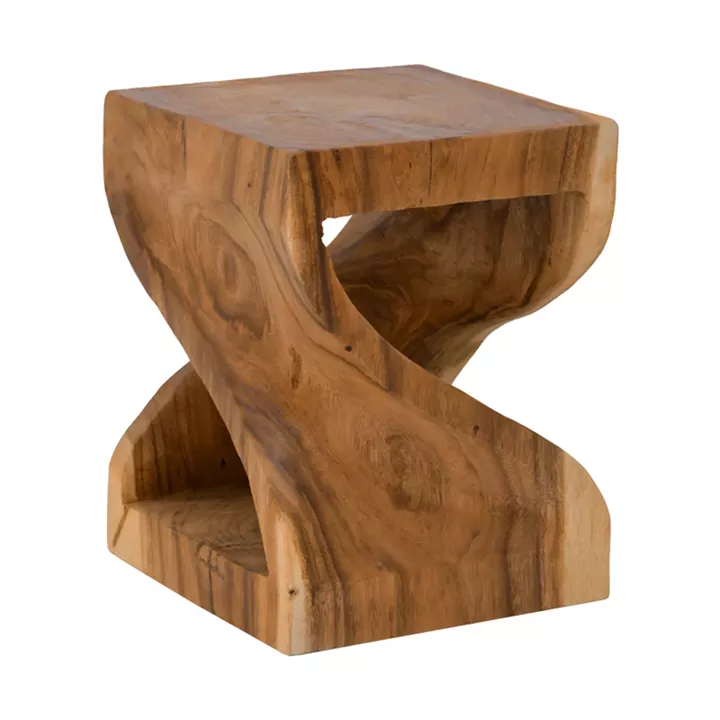 Stool Hourian I pakoworld suar wood in walnut color 35x35x45cm