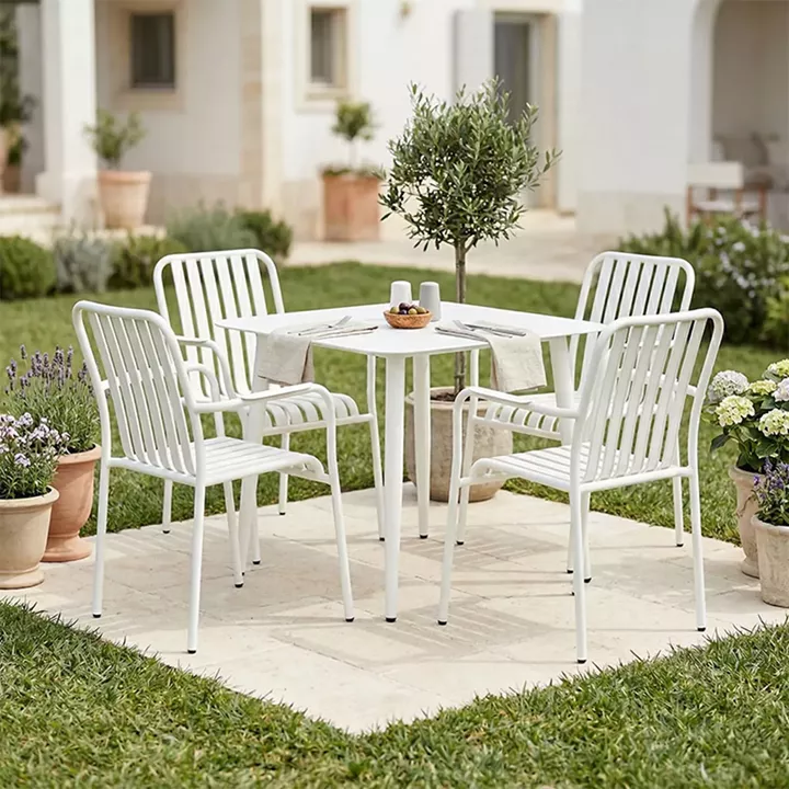 Dining set Heven Vista pakoworld set of 5 pices black aluminum 80x80x72cm