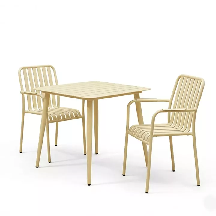 Dining set Heven Vista pakoworld set of 3 pices champagne aluminum 80x80x72cm