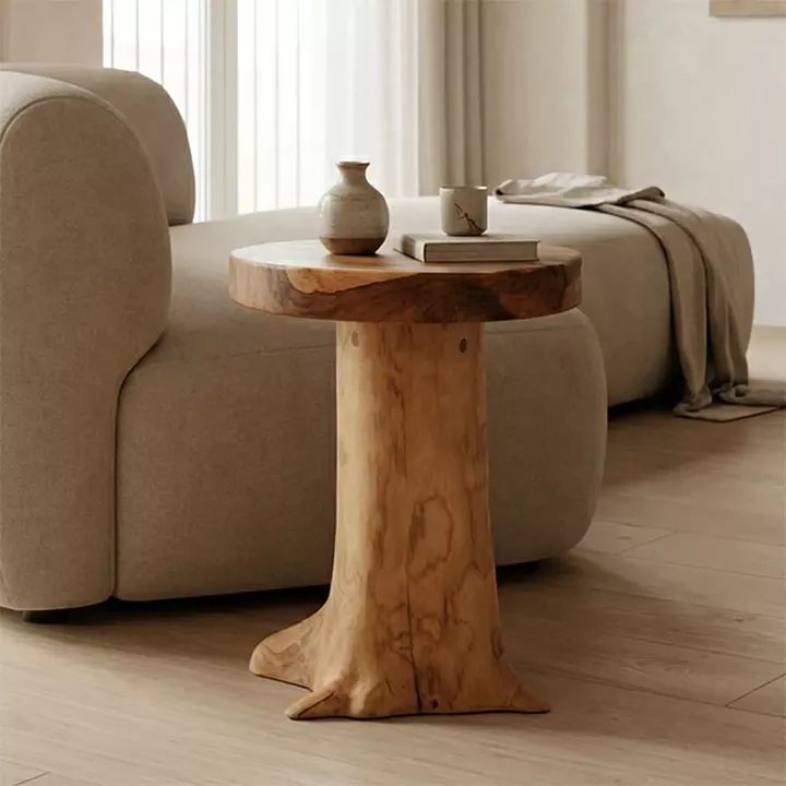 Stool Feranto pakoworld teak wood in natural color D35x45cm