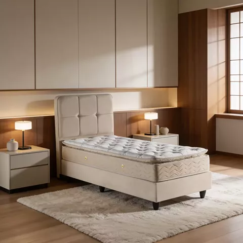 Single bed Punto pakoworld cream velvet 90x200cm
