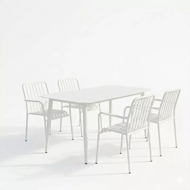 Τραπεζαρία Heven Vista pakoworld σετ 5τεμ λευκό αλουμίνιο 150x80x72εκ