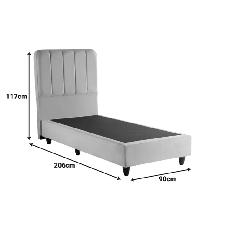 Single bed Lunda pakoworld cream velvet 90x200cm