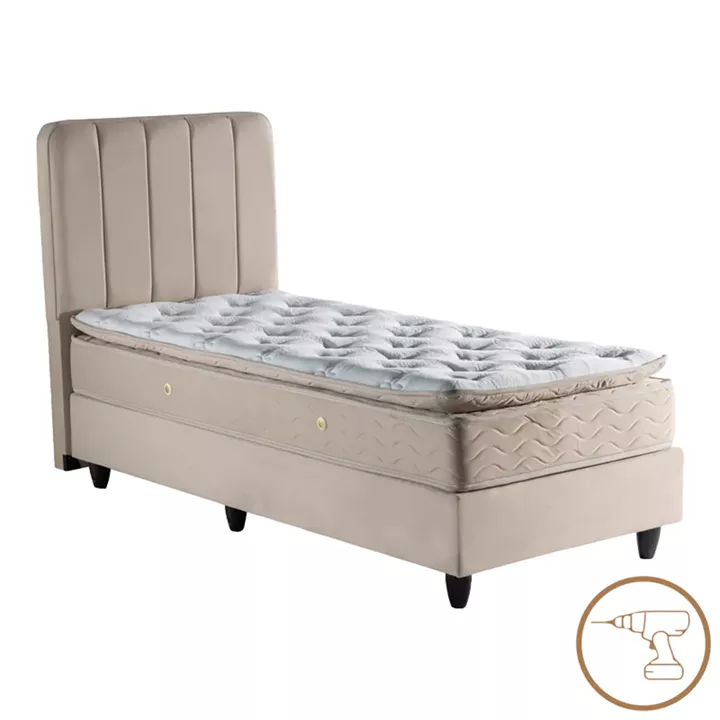 Single bed Lunda pakoworld cream velvet 90x200cm