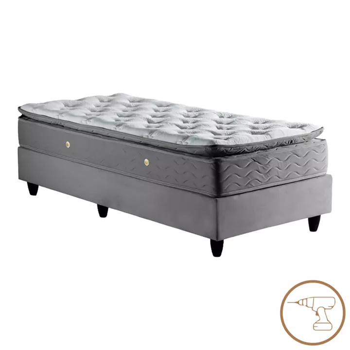 Κρεβάτι μονό Υπόστρωμα Pakda pakoworld ανθρακί βελούδο 90x200εκ