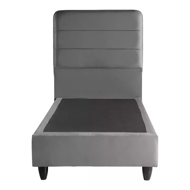 Κρεβάτι μονό Linteda pakoworld ανθρακί βελούδο 90x200εκ