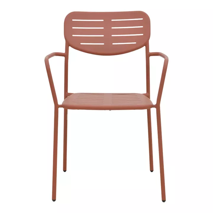 Stackable armchair Deraby pakoworld terracotta metal 56x45.5x83cm