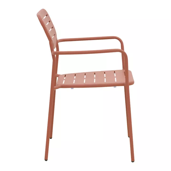 Stackable armchair Deraby pakoworld terracotta metal 56x45.5x83cm