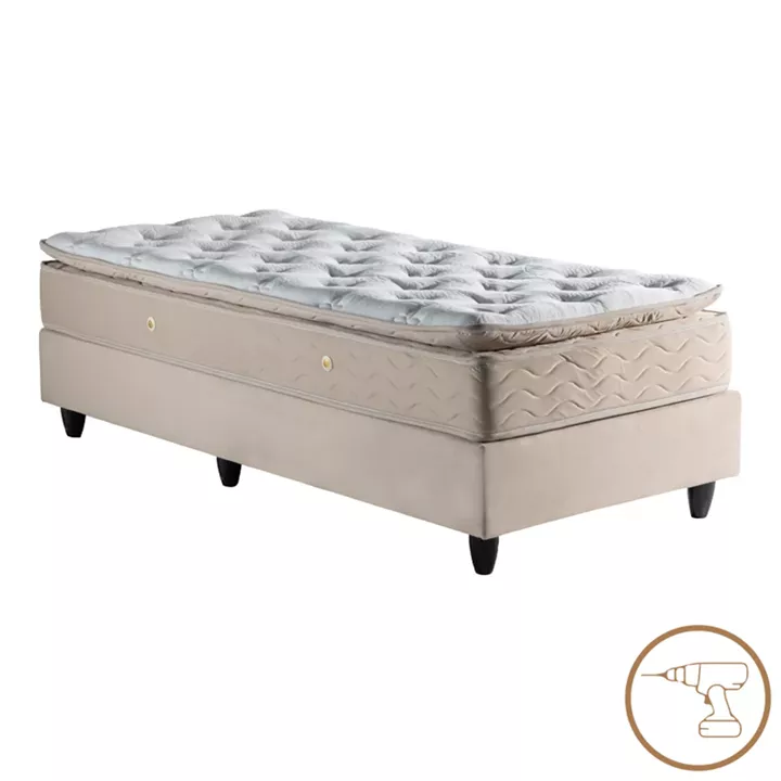 Single bed base Pakda pakoworld cream velvet 90x200cm
