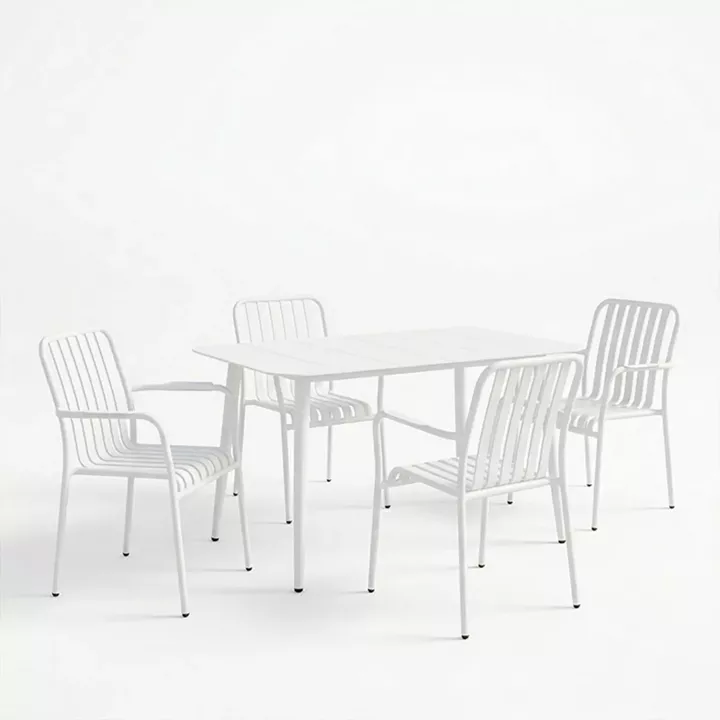 Τραπεζαρία Heven Vista pakoworld σετ 5τεμ λευκό αλουμίνιο 120x70x72εκ