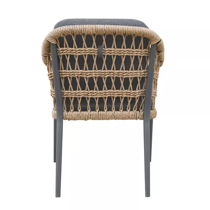 DINING CHAIR BOXER HM6556.01 ALUMINUM & CUSHIONS IN GREY--TWIST WICKER 61x59x78.5Hcm.