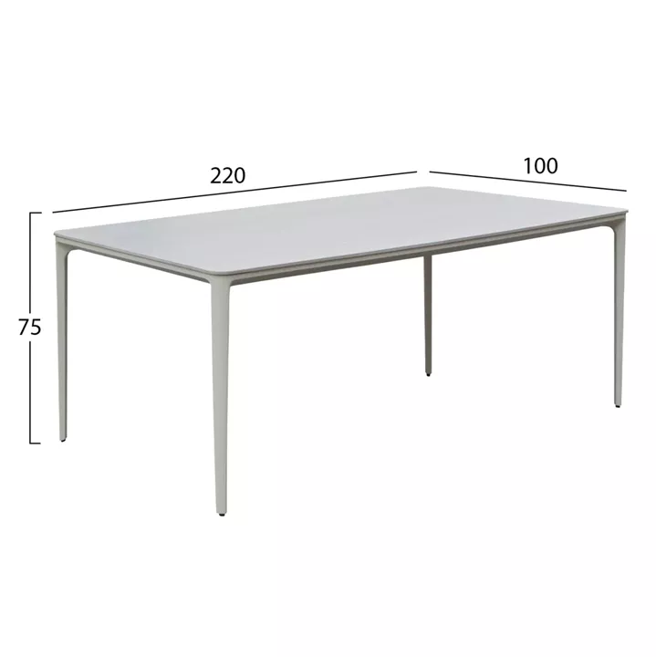 ΤΡΑΠΕΖΙ ΤΡΑΠΕΖΑΡΙΑΣ STAD HM6558.02 ΜΠΕΖ ΑΛΟΥΜΙΝΙΟ--ΛΕΥΚΟ SINTERED STONE 220x100x75Υεκ