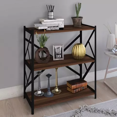Althea pakoworld freestanding shelf walnut with black metal 60x30x90cm