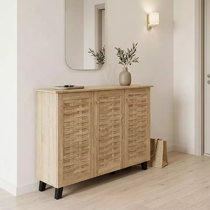 Παπουτσοθήκη-ντουλάπι Mantam pakoworld 16 ζεύγων sonoma 115.5x34x87εκ