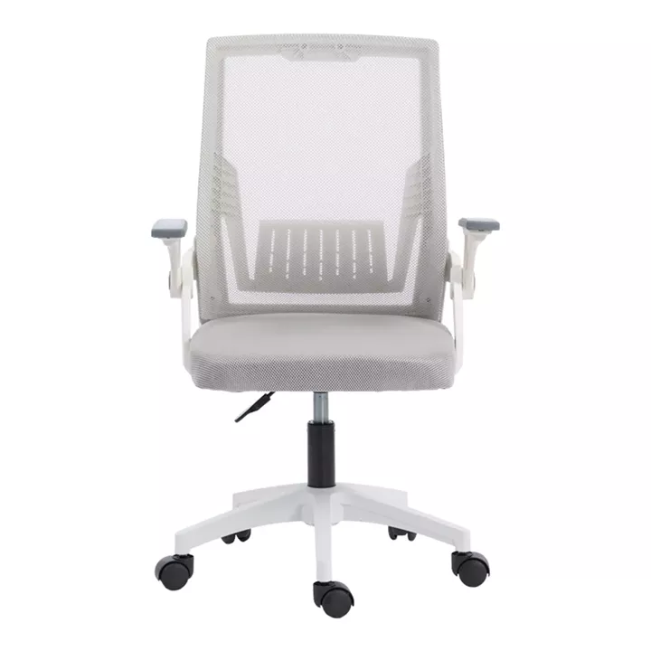 Καρέκλα γραφείου εργασίας Penza pakoworld λευκή - mesh γκρι 48x58x92-102εκ