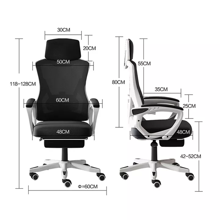 Καρέκλα γραφείου διευθυντή με υποπόδιο Meton pakoworld λευκό - mesh μαύρο 48x60x118-128εκ