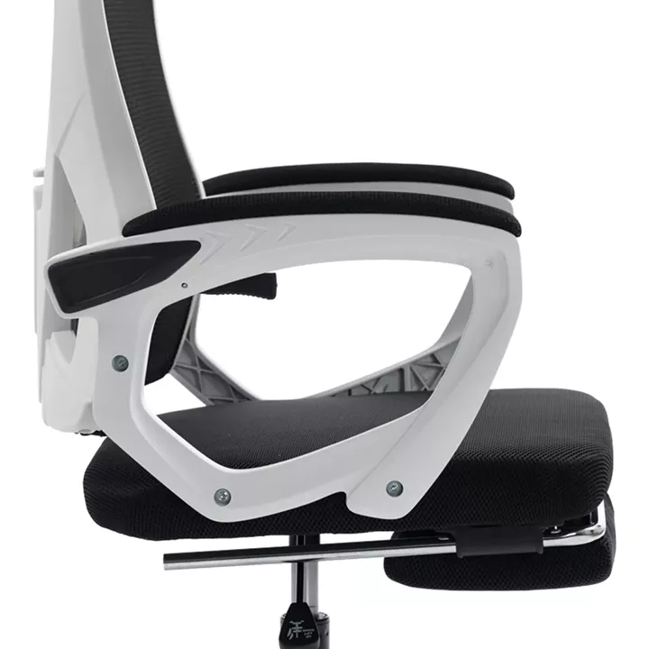 Καρέκλα γραφείου διευθυντή με υποπόδιο Meton pakoworld λευκό - mesh μαύρο 48x60x118-128εκ