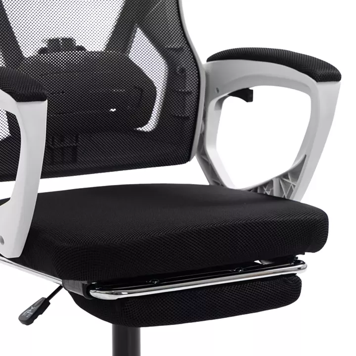 Καρέκλα γραφείου διευθυντή με υποπόδιο Meton pakoworld λευκό - mesh μαύρο 48x60x118-128εκ