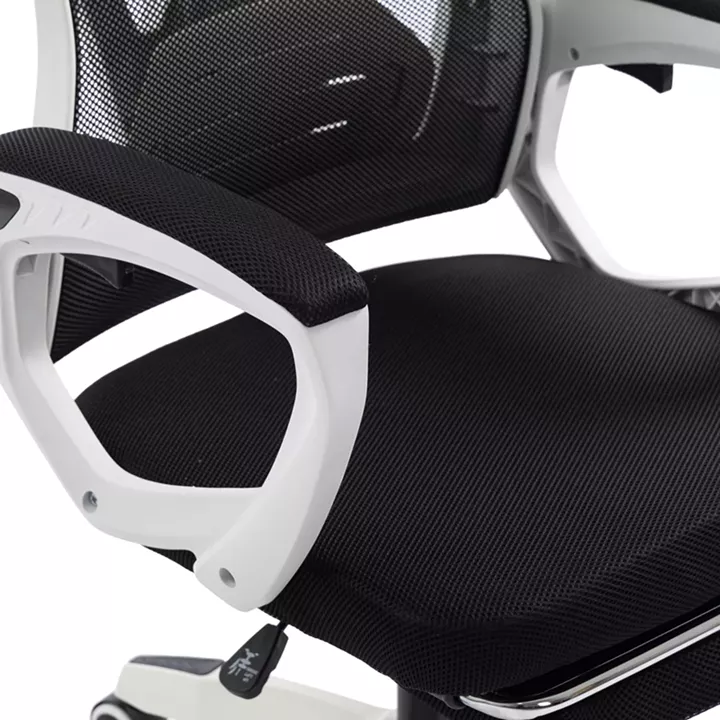 Καρέκλα γραφείου διευθυντή με υποπόδιο Meton pakoworld λευκό - mesh μαύρο 48x60x118-128εκ
